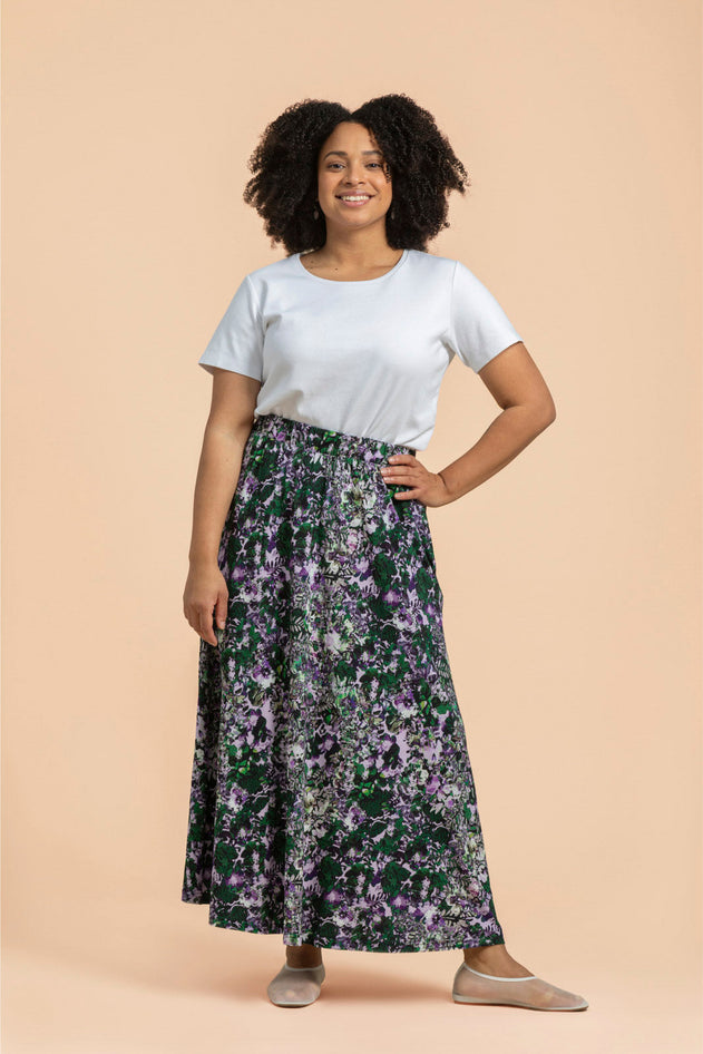 Soft Midi Skirt Blooming Forest Lilac