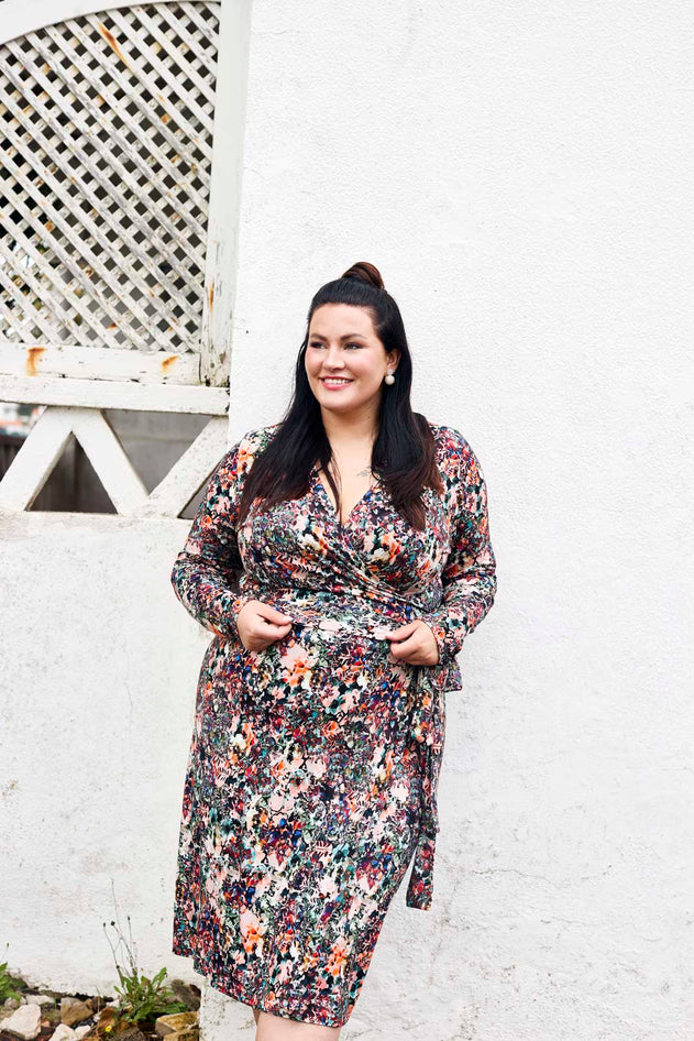 Wrap Dress Plus Basics Jurk Soft Wrap Dress Blooming Forest –