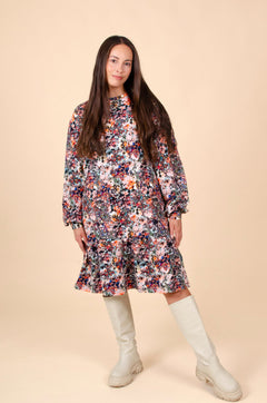 Ruche sweatshirt jurk bloeiende bos