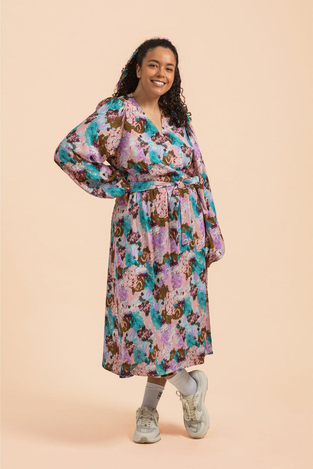 Wrap Midi Dress Candy Aquarelle