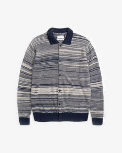 Knit Merino Wool Shirt Blue Stripe