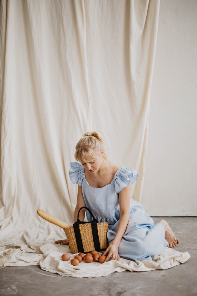 Ona Linen Dress Sky Blue