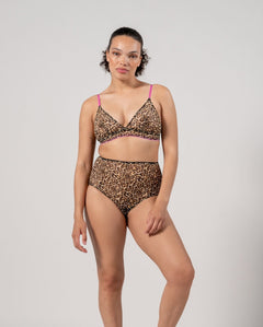 Mesh Triangle Bralette Leopard/Candy Pink