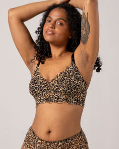 Lace Nursing Bralette Gold Leopard