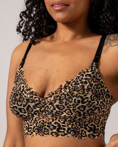 Lace Nursing Bralette Gold Leopard