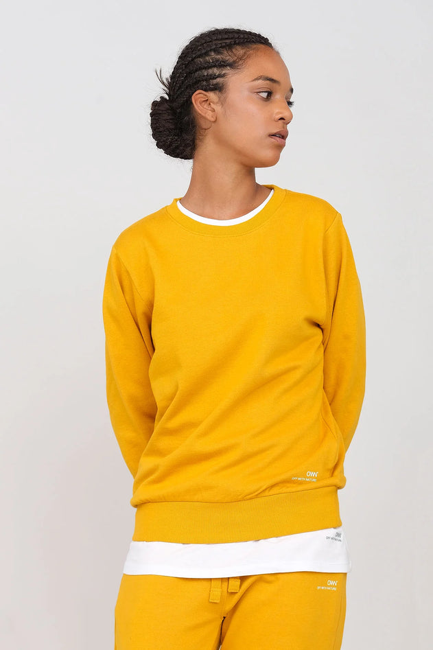 Women's Gauzed Crewneck Sweatshirt Ochre