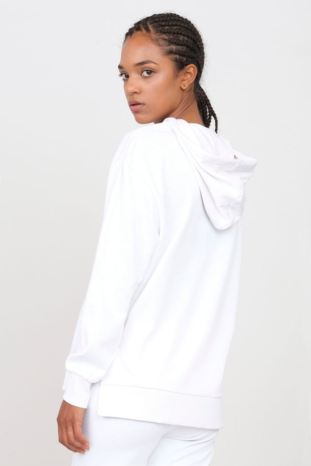 Hoodie With Side Slits White