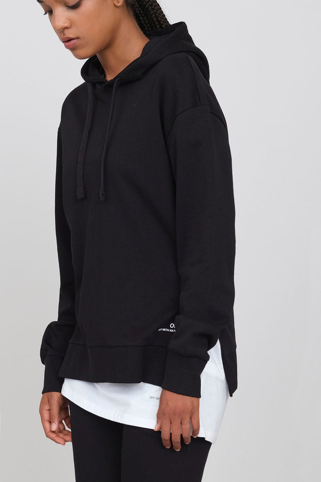 Hoodie With Side Slits Black