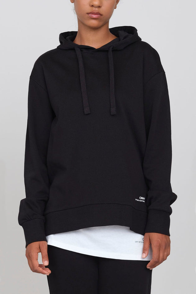 Hoodie With Side Slits Black