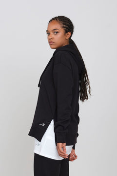 Hoodie With Side Slits Black