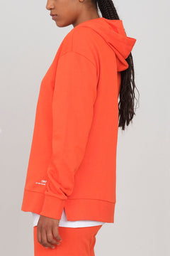 Hoodie With Side Slits Tomato