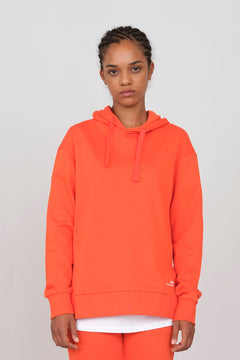 Hoodie With Side Slits Tomato