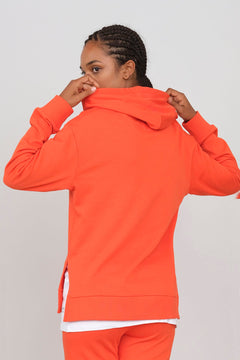 Hoodie With Side Slits Tomato