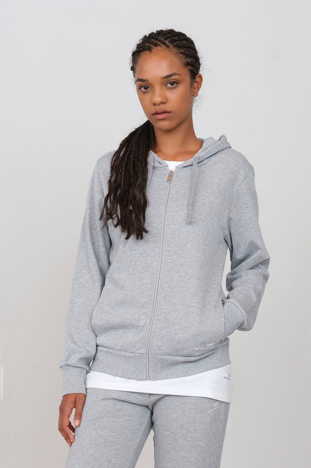 Women's Hoodie With A Zipper Grey