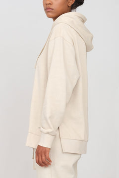 Gauzy Hoodie With Side Slits Ecru