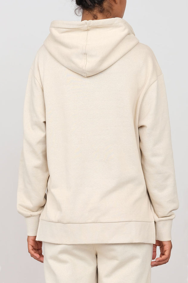 Gauzy Hoodie With Side Slits Ecru