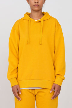 Gauzy Hoodie With Side Slits Ochre