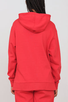 Gauzy Hoodie With Side Slits Red