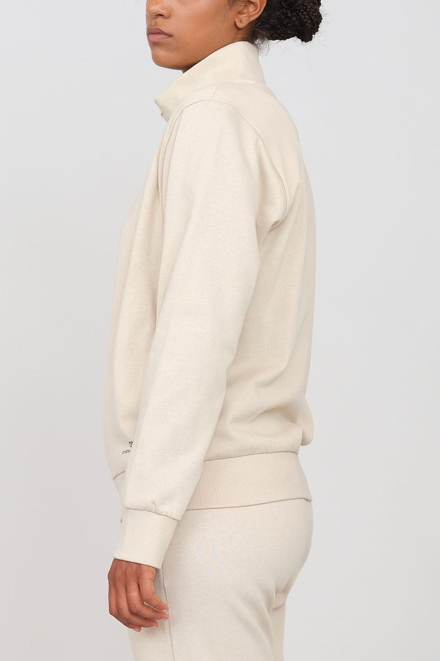 Gauzed Sweatshirt With A Zipper Ecru