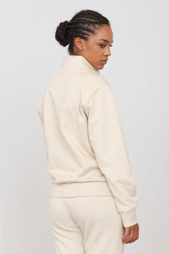 Gauzed Sweatshirt With A Zipper Ecru