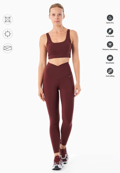 LIBBY High Waist Leggings Burgundy Red