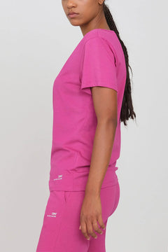 Deep Neck Jersey T-Shirt Fuchsia