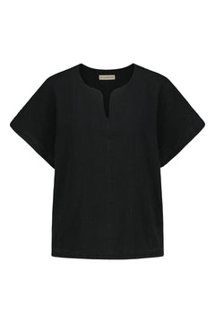 Lappo Linen-Cotton Top Raven Black