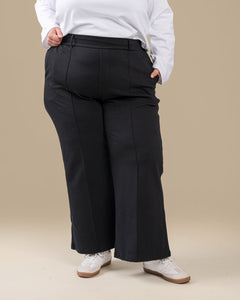 Wide Leg Pleated Pants Black