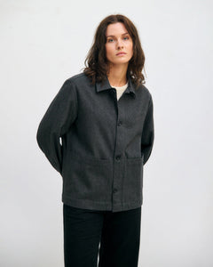Light Overhjacket Organic Cotton Herringbone Grey