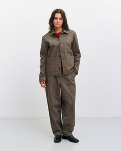 Pleated Wide Pants Canvas Brown