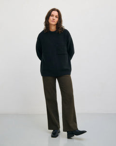 Loose Knit Sweatshirt Organic Cotton True Black