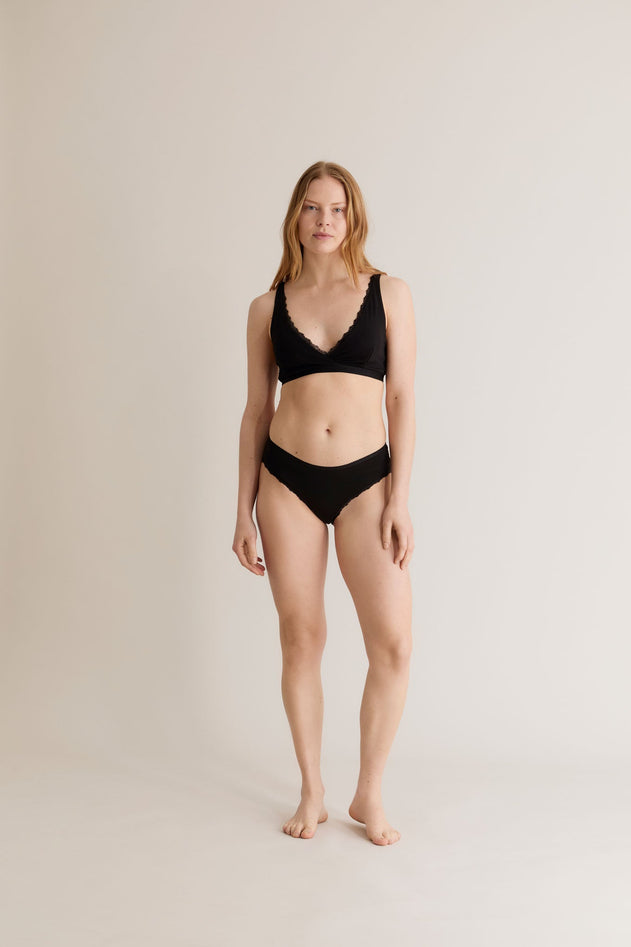 Paloma Organic Cotton Lace Briefs Black