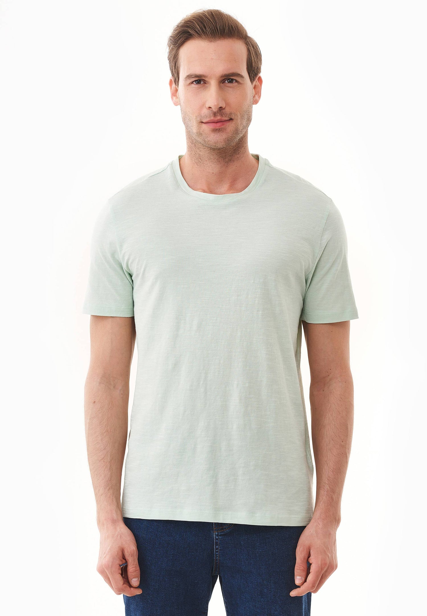 Heren Ronde hals T-shirt Aqua Green