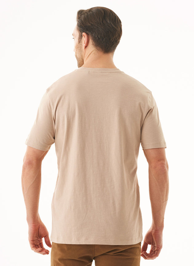 Men's Basic Round Neck T-Shirt Beige