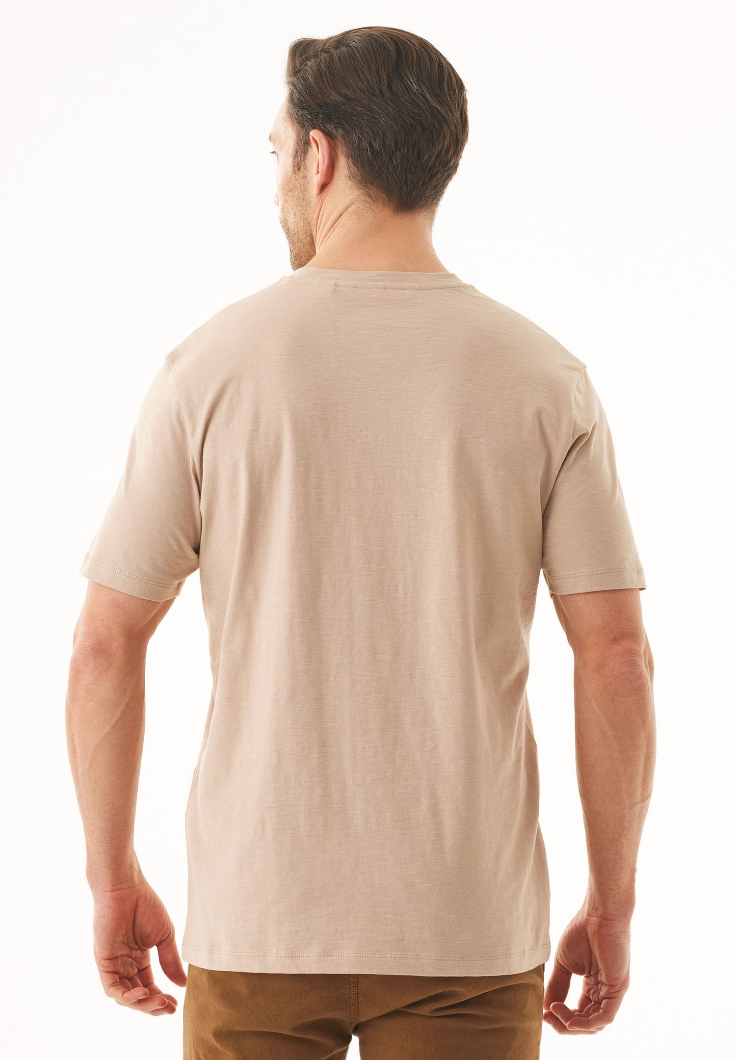 Heren Ronde hals T-shirt Beige