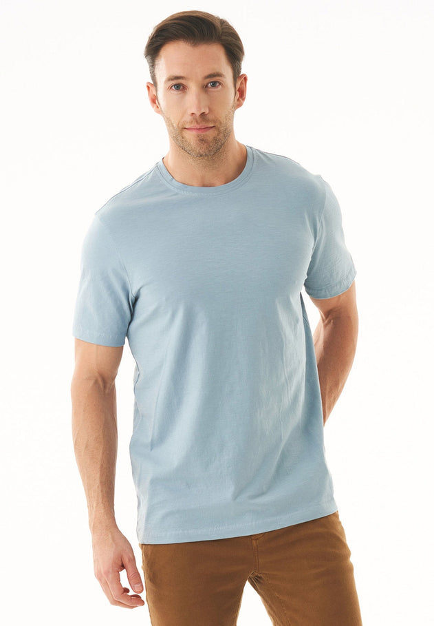 Heren Ronde hals T-shirt Dusty Blue