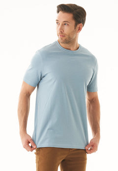 Heren Ronde hals T-shirt Dusty Blue