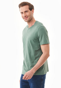 Men's Basic Round Neck T-Shirt Green Tea