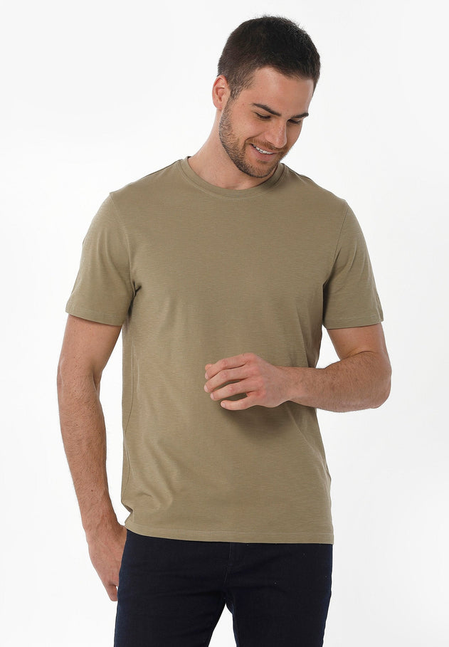 Men's Basic Round Neck T-Shirt Olive