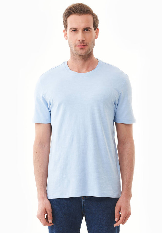 Heren Ronde hals T-shirt Powder Blue