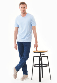 Heren Ronde hals T-shirt Powder Blue