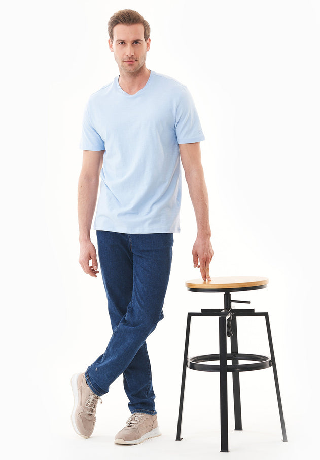 Heren Ronde hals T-shirt Powder Blue