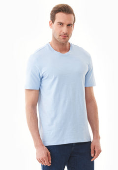 Heren Ronde hals T-shirt Powder Blue