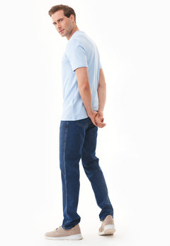 Heren Ronde hals T-shirt Powder Blue