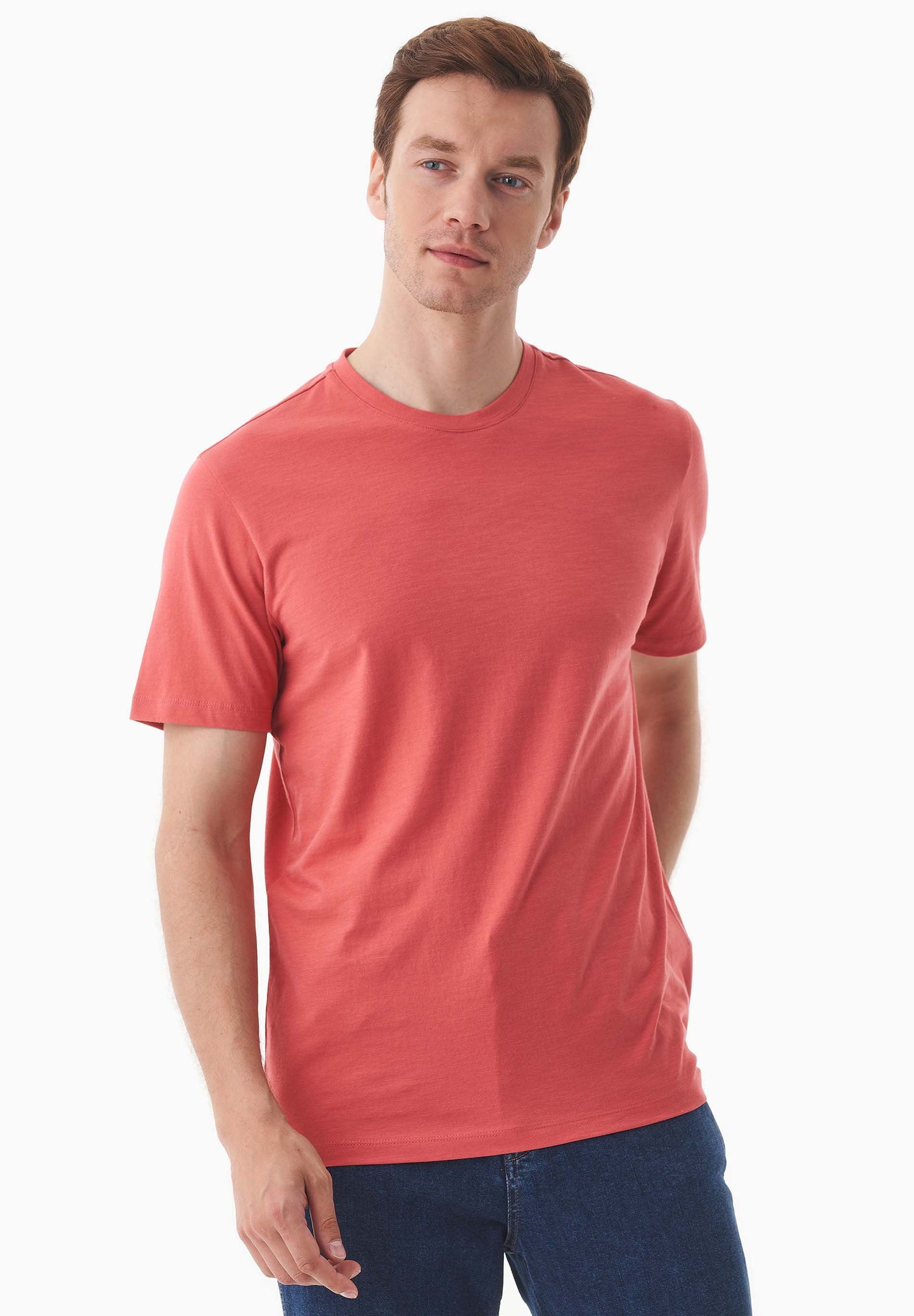 Heren Basic Ronde hals T-shirt Radiant Red
