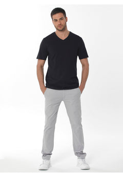 Heren V-hals T-shirt Zwart