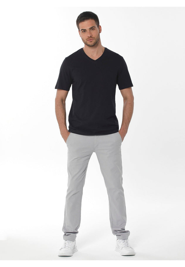 Heren V-hals T-shirt Zwart