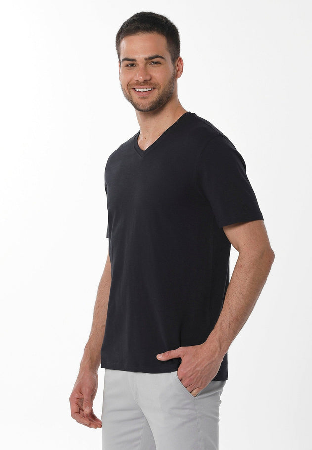 Heren V-hals T-shirt Zwart