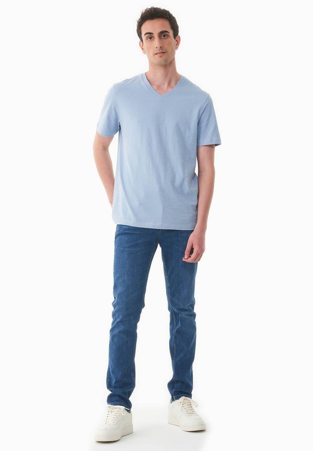Heren V-hals T-shirt Ice Blue