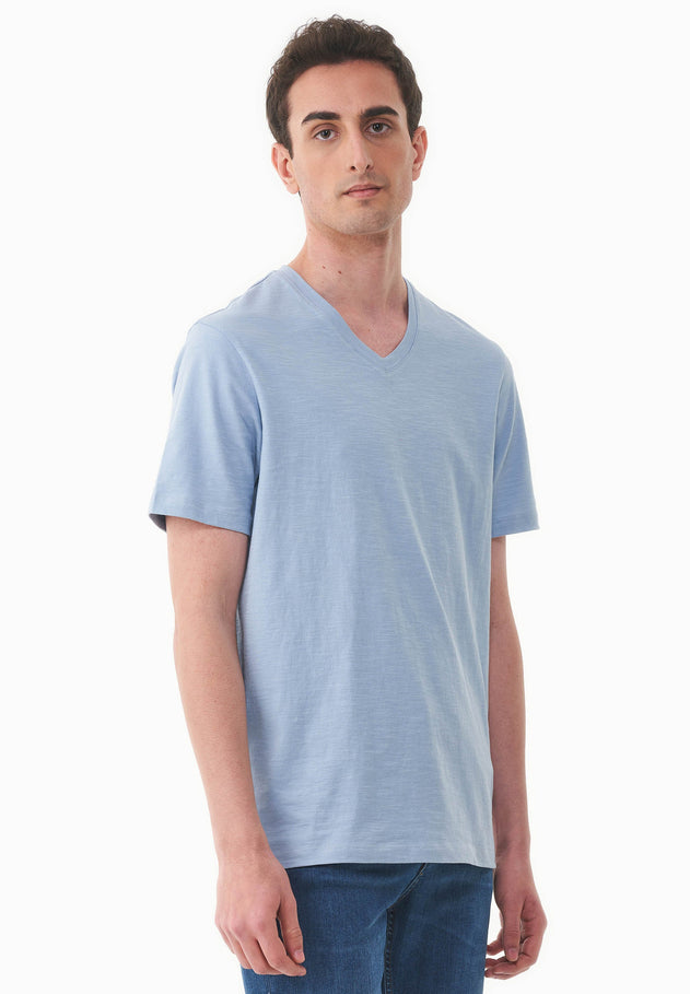 Heren V-hals T-shirt Ice Blue